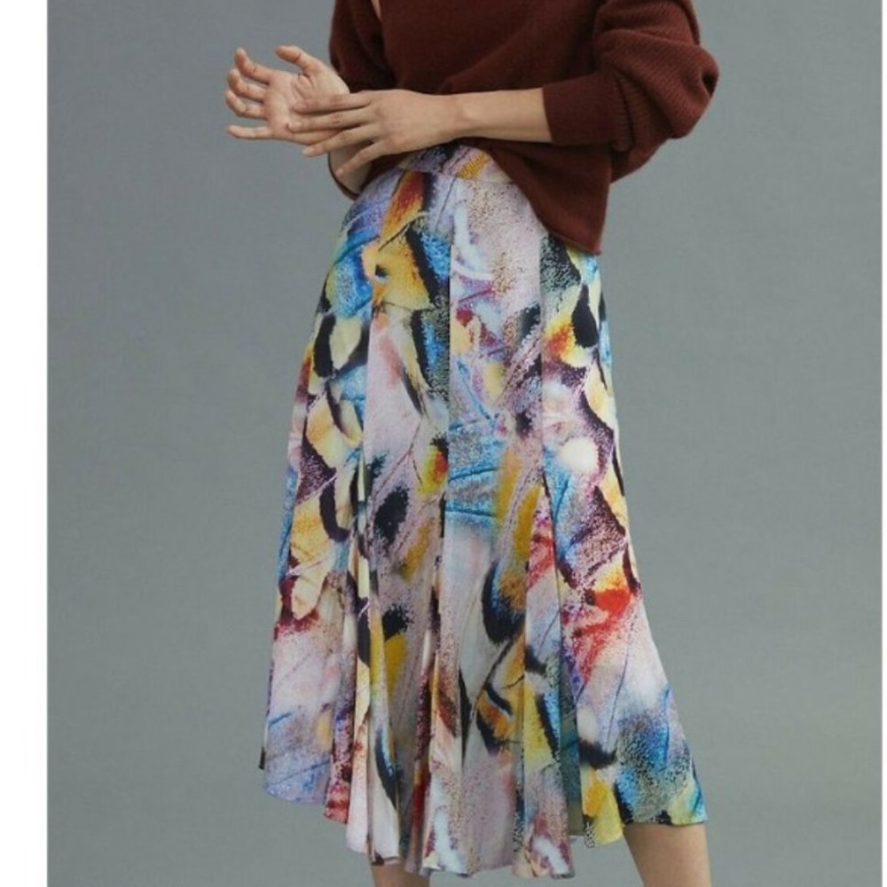 Anthropologie Multicolor Abstract Print Maxi Skirt